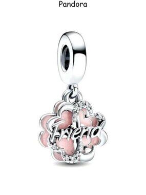 Four-leaf Clover Friendship Double Dangle Charm for pandora braclet